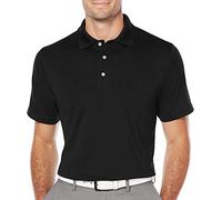 PGA TOUR mensShort Sleeve Airflux Solid Polo Shirt Short Sleeve Golf Shirt - Black - L
