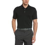 PGA TOUR mensShort Sleeve Airflux Solid Polo Shirt Short Sleeve Golf Shirt - Black - Medium