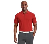 PGA TOUR mensShort Sleeve Airflux Solid Polo Shirt Short Sleeve Golf Shirt - Red - Medium
