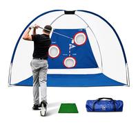 PGA TOUR Pro Size Golf Net for Home - Multi Target Golf Practice Net with Carry Bag, Impact Absorbing Netting, Easy Assembly, Indoor/Outdoor Golf Nets for Garden - Includes Hitting Mat- Height 214cm/7ft - Width 305cm/10ft - Depth 153cm/5ft