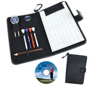 PGA Tour Real Leather Golf Organiser with Scorecard, Holder and Accessories - Black, H23.5, W14.5, D2.6cm.