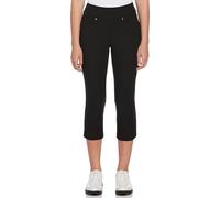 PGA TOUR Women's 22” Pull-on Golf Capri Pants with Tummy Control, Performance Stretch, Moisture-Wicking, Sun Protection, Caviar Black, XXL