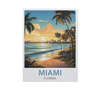 PGCKSK 5D Diamond Painting Set for Adults and Children，Miami Florida，DIY Diamond Crystal Rhinestone Embroidery Painting（30 x 40 cm/11.81 x 15.74 inches）-AU537