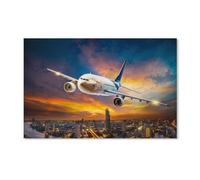 PGCKSK 5D DIY Diamond Painting Full Round，Airplane Over The City，Diamond Embroidery Cross Stitch Diamond Mosaic Decoration Gift（30x40cm）-D97