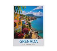 PGCKSK 5D DIY Diamond Painting kit，Caribbean Sea Grenada，Round Resin Diamond Cross Stitch, Home Decoration Gift（30 x 40 cm/11.81 x 15.74 inches）-CK78