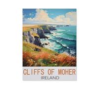 PGCKSK Cliffs of Moher Ireland Vintage Travel Posters，Diamond Painting Kits for Adults - 5D Diamond Painting Kit Full Drill, Diamond Art Kits for Home Wall Decor（30 x 40 cm/11.81 x 15.74 inches）-CP33