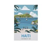 PGCKSK Diamond Painting，Haiti Caribbean Sea，Full Round Diamond Embroidery Kits Cross Stitch Crystal Rhinestone Pictures Arts Craft Home Wall Decoration（30 x 40 cm/11.81 x 15.74 inches）-GA42