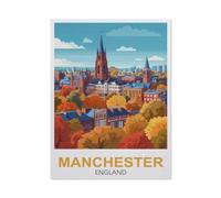 PGCKSK Diamond Painting，Manchester England，Full Round Diamond Embroidery Kits Cross Stitch Crystal Rhinestone Pictures Arts Craft Home Wall Decoration（40 x 50 cm/15.74 x 19.68 inches）-FC62