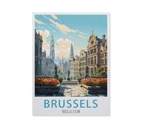 PGCKSK DIY Diamond Painting，Brussels Belgium，Cross Stitch Full Drill 5D Embroidery Mosaic Wall Decor Art（40 x 50 cm/15.74 x 19.68 inches）-EV39