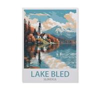 PGCKSK DIY Diamond Painting，Lake Bled Slovenia ， Mountain，Cross Stitch Full Drill 5D Embroidery Mosaic Wall Decor Art(40 x 50 cm/15.74 x 19.68 inches)-DT28