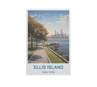 PGCKSK Ellis Island New York,5D DIY Diamond Painting Full Round Drill Diamond Embroidery Cross Stitch Rhinestone Mosaic Paintings Art(30 x 40 cm/11.81 x 15.74 inches)-GF46