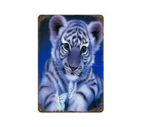 PGCKSK Little white tiger,Tin Sign Vintage Retro Man Cave Bar Pub Shed Novelty Gift Aluminium Metal Tin Wall Décor Sign-30x40cm(12x16 inch M59