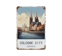 PGCKSK Metal Tin Sign,Cologne City Germany,Tin Sign Rustic Decor Cave Coffee Shop Bar Bedroom Home Wall Decor Tin Sign(20x30cm 8x12 inch-Q2