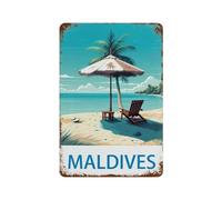 PGCKSK Metal Tin Sign，Maldives，Tin Sign Vintage Bar Kitchen Garage Cave Home Wall Funny Decor Retro Tin Sign(30x40cm 12x16 inch-O44