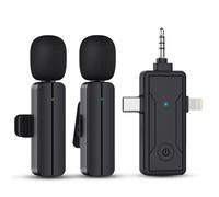 PGDLOF Wireless Lavalier Lapel Microphone for iPhone iPad - Professional Video Recording Lav Mic, 2 Clip-on Microphones for YouTube Interview Vlog Livestream & Podcast