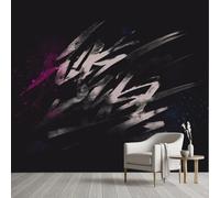 Pggong Colorful Graffiti Wall Murals, 250x175 cm Mural, Doodle Modern Abstract Silk Fabric Mural Wallpaper, Street Art Black White Self-Adhesive Wallpaper Poster Decoration for Living Room Bedroom