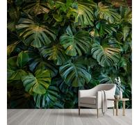 Pggong Palm Leaves Silk Fabric Mural Wallpaper, 200x140 cm Murals, Green Fern Leaf Wall Mural, Tropical Botanical Nature Wall Sticker Self-Adhesive Decoration for Living Room Bedroom