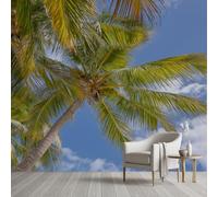 Pggong Palm Tree Leaf Wall Murals, 10x70 cm Mural, Tropical Botanical Mural Wallpaper, Nature Landscape Wallpaper Silk Fabric Self-Adhesive Poster Decoration for Living Room Bedroom