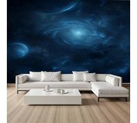 Pggong Planet Universe Mural Wallpaper, 300x210 cm Mural, Cosmic Starry Outer Space Silk Fabric Wall Murals, Celestial Nebula Blue Peel and Stick Wall Poster Decoration for Living Room Bedroom