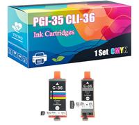 PGI-35 CLI-36 Ink Cartridges Compatible for Canon PIXMA IP100B PIXMA IP100 PIXMA IP110 PIXMA mini260 PIXMA mini320 TR150 Printers, with Chip, High Yield 300 Pages, Clear Printing (1 Set)