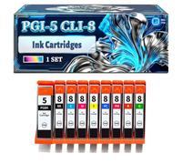 PGI-5 CLI-8 Ink Cartridges Compatible for Canon PIXMA MP610 MP800 MP800 MP800R MP800R MP810 MP810 Printers, With Chip Large Capacity 1400 Pages (1 Set)