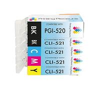 PGI-520XL 521XL Ink Cartridges,Compatible Ink Cartridge Replacement for Pixma MP540 550 560 620 MX860 870 iP3600 4600 4700 -Black/Photo Black/Cyan/Magenta/Yellow,High Capacity(1 SET-5pack)