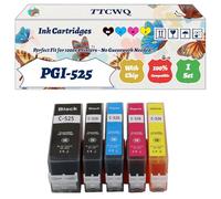 PGI-525 CLI-526 Ink Cartridges Compatible for Canon PIXMA iP4800 iP4820 iP4850 iP4900 iP4950 iX6250 iX6500 Printers, with Chip, High Yield 1500 Pages, High-Definition Printing (1 Set)