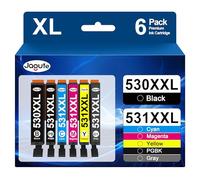 PGI-530 CLI-531 Ink Cartridges for Canon 530 531 PGI-530XL 530XXL CLI-531XL 531XXL Ink Cartridges Multipack Compatible with Canon PIXMA TS8750 TS8751 (12 Pack, PGBK/Black/Cyan/Magenta/Yellow/Grey)