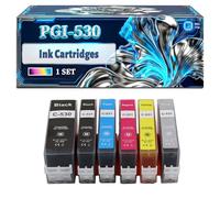 PGI-530 Ink Cartridges Compatible for Canon Pixma TS8750 TS8751 Printers, With Chip Large Capacity 500 Pages (1 Set)