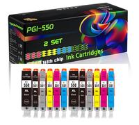 PGI-550 CLI-551 Compatible for Canon Ink Cartridges with Chip Pixma ip7200 MG5650 MG6650 MG7550 mx920 ip8750 ix6850 mg5400 mg7500 Printers (2 Set)