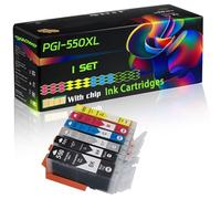 PGI-550XL CLI-551XL Compatible for Canon Ink Cartridges with Chip PIXMA MG5400 MG5420 Wireless All-in-One MG5440 Printers (1 Set)