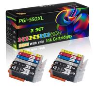 PGI-550XL CLI-551XL Compatible for Canon Ink Cartridges with Chip PIXMA MG5400 MG5420 Wireless All-in-One MG5440 Printers (2 Set)