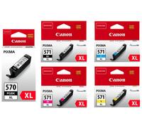PGI-570XL (Black) CLI-571XL (Black Cyan Magenta Yellow) - 5 Ink Cartridges Pack