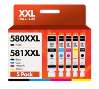 PGI 580 CLI 581 XXL Ink Cartridge Compatible with Canon 580 581 Multipack for Canon Pixma TS6150 TS6151 TS6250 TR8550 TR7550 TS8150 TS8151 TS9150 TS9155 (PGBK Black Cyan Magenta Yellow 5-Pack