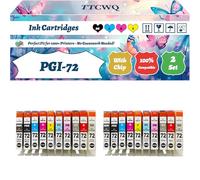 PGI-72 Ink Cartridges Compatible for Canon Pixma Pro 10 Pro 10S Printers, with Chip, High Yield 500 Pages, High-Definition Printing (2 Set)