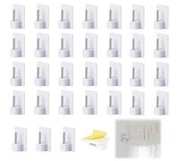 PGKDYC 50Pcs Net Curtain Hooks, Self Adhesive Curtain Hooks, Self Adhesive Hooks for Net Curtains, Stick on Curtain Hooks, Plastic Sticky Hooks White (Square Corners)
