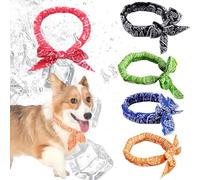 PGKDYC 5Pcs Dog Cooling Bandana, Cooling Scarf, Neck Wrap, Summer Hot Weather (Black, Red, Blue, Green, Pink)