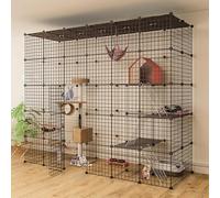 Pgkog Cat Cage Cat Enclosure, Diy Cat Crates for Indoor Cats Encrypted Wire Mesh 1.5cm - Other Accessories Not Included for 1-2 Cats