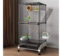 Pgkog Extra Large Bird Cage, Parakeet Cages 3-tier Movable Birdcage with Wheels Transparent 360° View for Parrots Cockatiels Conure Budgie Canary Finch Lovebird