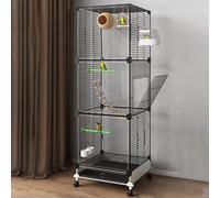 Pgkog Extra Large Bird Cage, Parakeet Cages 3-tier Movable Birdcage with Wheels Transparent 360° View for Parrots Cockatiels Conure Budgie Canary Finch Lovebird