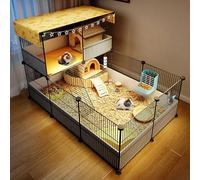 Pgkog Guinea Pig Cages, Small Pet Cage Double-layer Hedgehog Cage, Large Space with Waterproof Bottom Plate, Encrypted Iron Mesh 1.5cm Suitable for Hedgehogs, Guinea Pigs, Hamsters, Rabbits