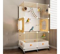 Pgkog Large Parrot Cages with Tray - Diy Bird Cage, 360° View Spacious Interactive Bird House Pet Bird Flight Cage for Parrots Cockatiels Conure Budgie Canary Finch Lovebird