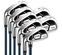 PGM 7 Piece Men's Golf Iron Set for Left Handed, Forgiving Design Sets with Graphite Shaft Stiff Flex and Easy Control Grip Include Golf Club Iron 5 to 9 PW SW