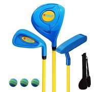 PGM Children's Golf Club Set - Can Hit Real Balls, 3 Pieces Clubs Includes Wood, Iron, and Putter, Great for Beginner Boys and Girls, Instructional Training Set