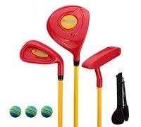 PGM Children's Golf Club Set - Can Hit Real Balls, 3 Pieces Clubs Includes Wood, Iron, and Putter, Great for Beginner Boys and Girls, Instructional Training Set