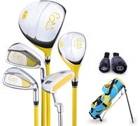 PGM for Children Kids, 3-5 Age Groups 5 Golf Clubs with Stand Bag and 2 Headcovers for Boys & Girls, Right Hand, Yellow