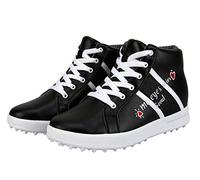 PGM High Heel Golf Shoes for Women and Girls, Waterproof Spikeless Glitter Golf Shoes for Girls Black