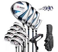 PGM Men's Complete Golf Club Sets - 9 Pieces - 3 Wood (#1,3,5), 1 Hybrid (#4H), 6 Irons(#5,6,7,8,9,PW), 1 Sand Wedge (55°), 1 Putter - Golf Stand Bag - MTG025-3