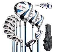 PGM Men's G300 Complete Golf Club Set - Titanium #1 Driver, Draw-Biased Hybrid, High-Strength Iron Set, High-Forgiveness Putter, Stand Bag (Right-Handed, 12Pcs Regular)
