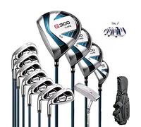 PGM Mens Left Handed Golf Clubs Set - 12 Clubs - 3 Wood (#1,3,5), 1 Hybrid (#4H), 6 Irons (#5,6,7,8,9,PW), 1 Sand Wedge (55°), 1 Putter - Golf Bag - Titanium Head Graptlite Shaft